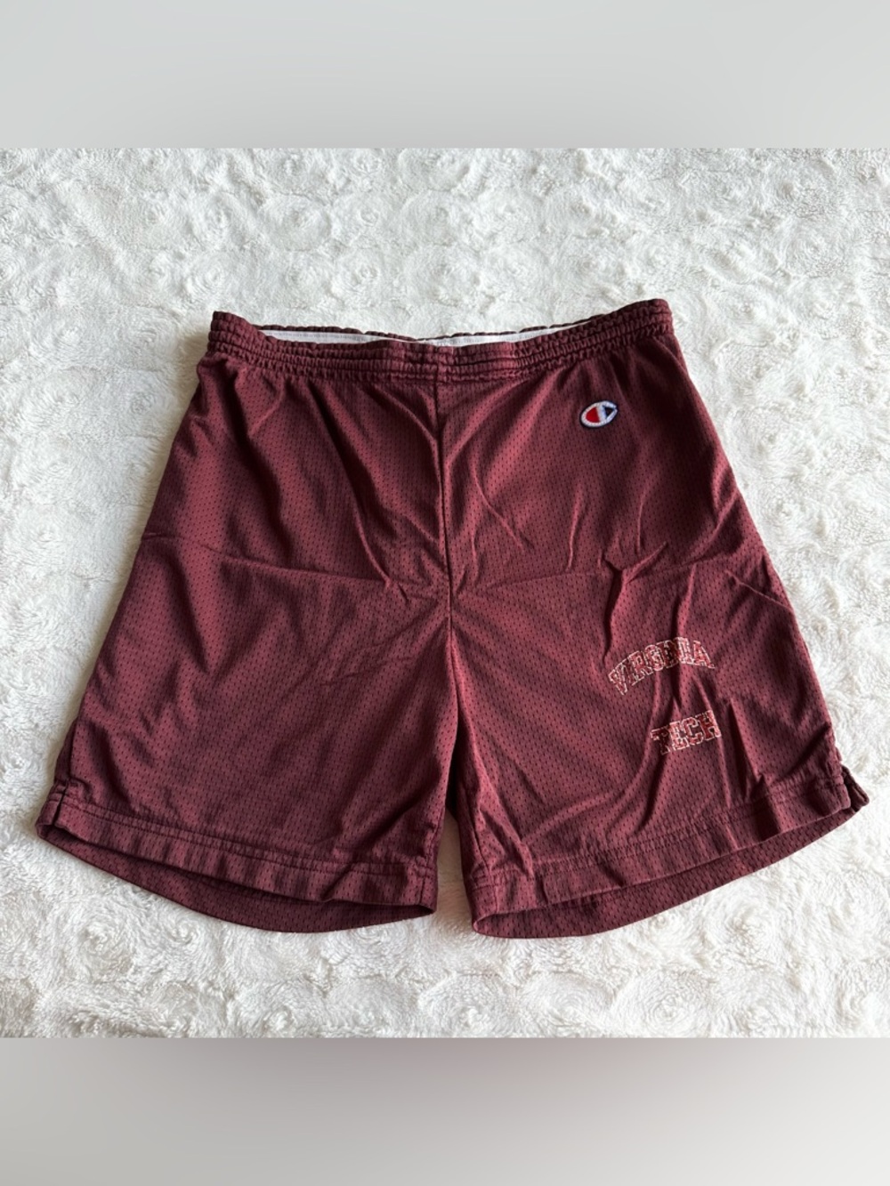 Vintage Virginia Tech Shorts Mens Large 6” Maroon Champion VT Drawstring Hokies